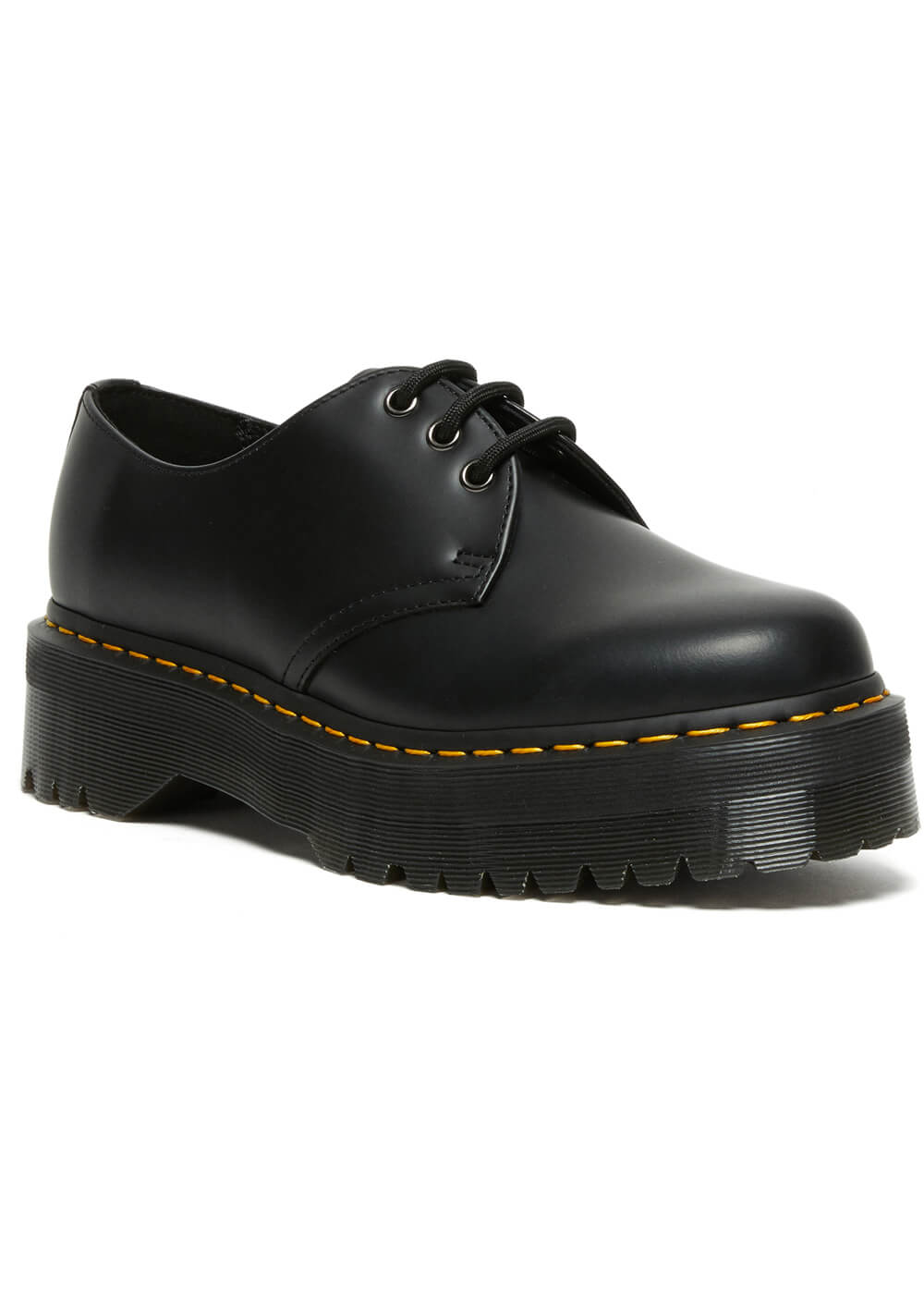 Martens 1461 Quad Polished Smooth Leather Platform Shoes Black Zwart 37