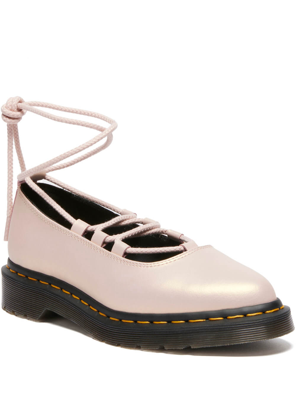 Martens Elphie II Leather Ballerinas Powder Pink Gold www