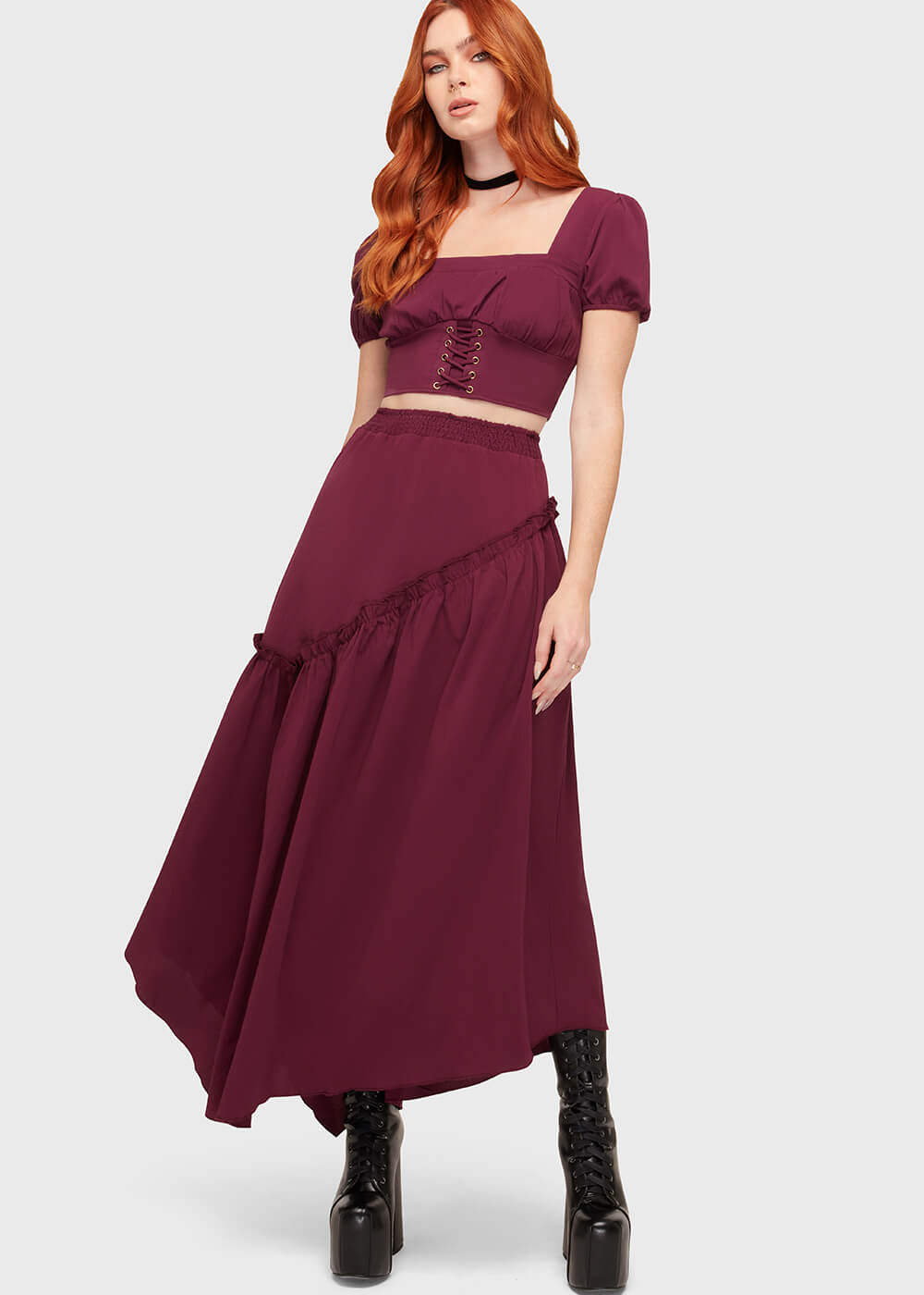 Killstar Wild Petal Midi Skirt Purple